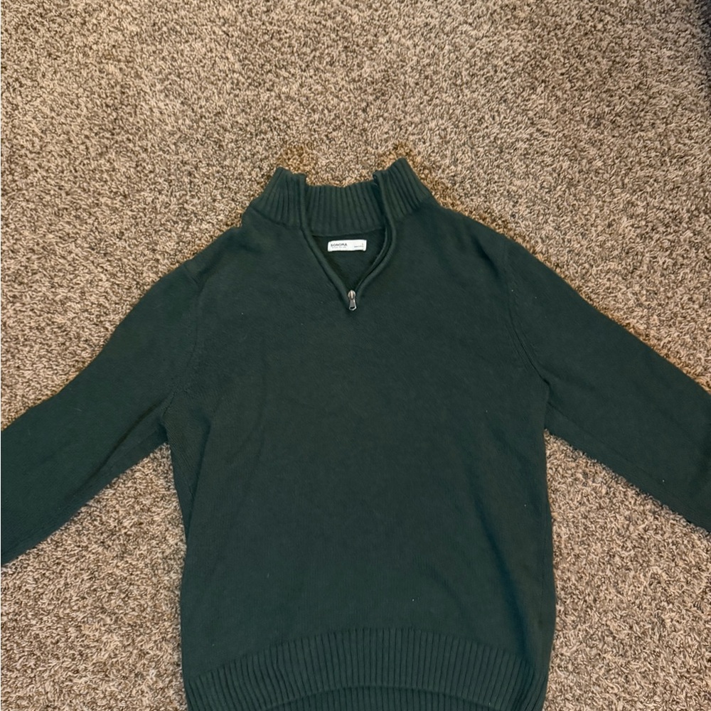 Sonoma Men's Dark Green Zip-Up Sweater